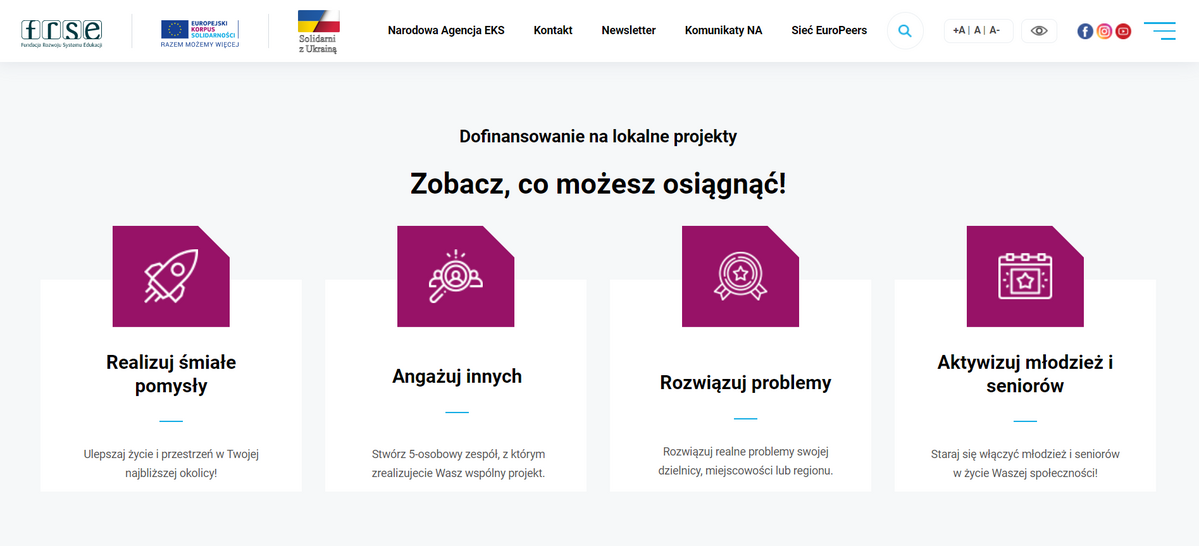 сторінка проєктів солідарності Європейського корпусу солідарності